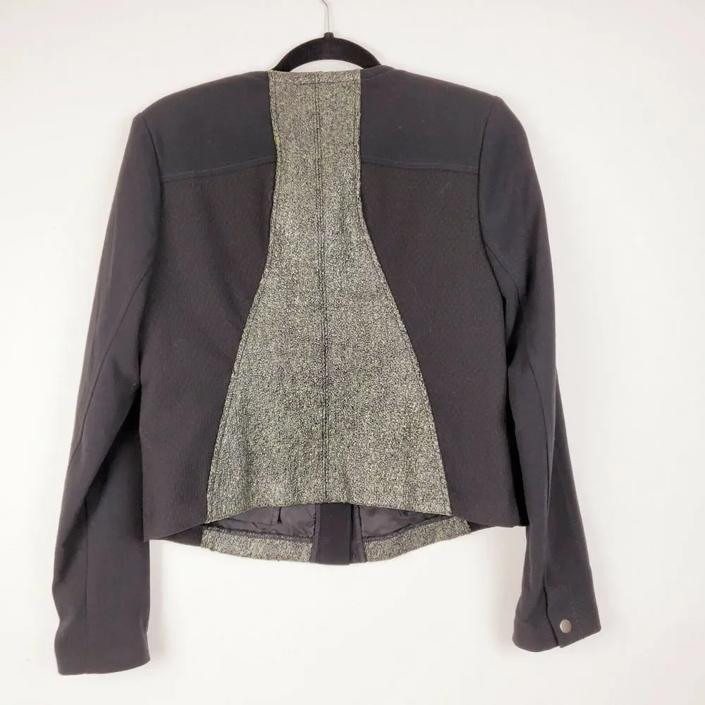 Cabi Women's Mixed Media Snap Blazer Jacket‎ Green Black Size M